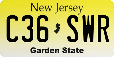 NJ license plate C36SWR