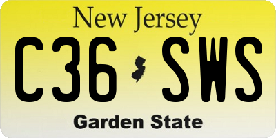 NJ license plate C36SWS