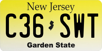 NJ license plate C36SWT