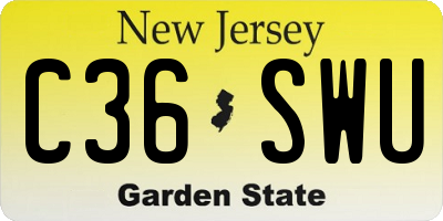 NJ license plate C36SWU
