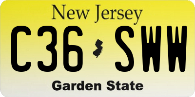 NJ license plate C36SWW