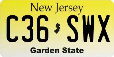NJ license plate C36SWX