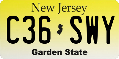 NJ license plate C36SWY