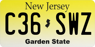 NJ license plate C36SWZ