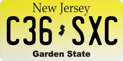 NJ license plate C36SXC