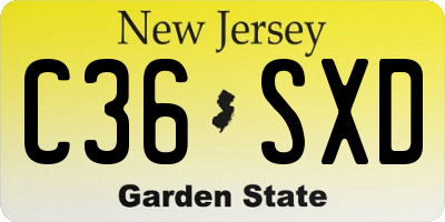 NJ license plate C36SXD
