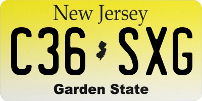 NJ license plate C36SXG