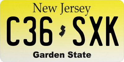 NJ license plate C36SXK