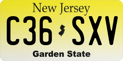 NJ license plate C36SXV
