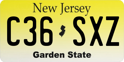 NJ license plate C36SXZ