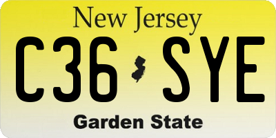 NJ license plate C36SYE