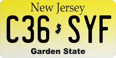 NJ license plate C36SYF