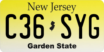 NJ license plate C36SYG