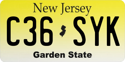NJ license plate C36SYK