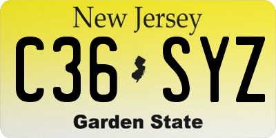 NJ license plate C36SYZ
