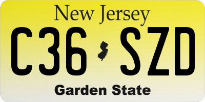 NJ license plate C36SZD