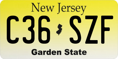 NJ license plate C36SZF