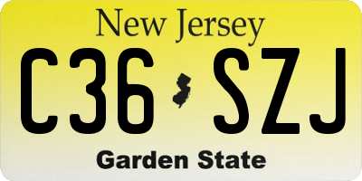 NJ license plate C36SZJ