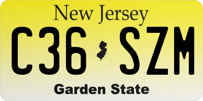 NJ license plate C36SZM