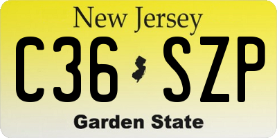 NJ license plate C36SZP