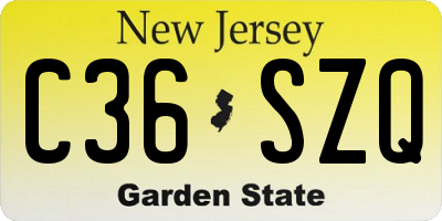 NJ license plate C36SZQ