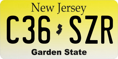 NJ license plate C36SZR