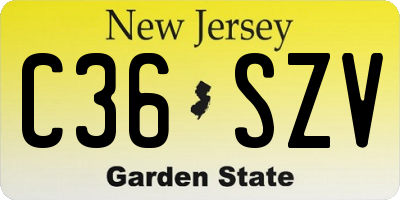NJ license plate C36SZV