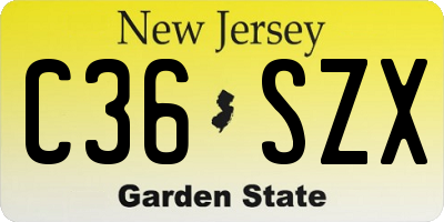 NJ license plate C36SZX