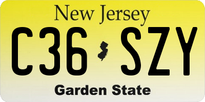 NJ license plate C36SZY
