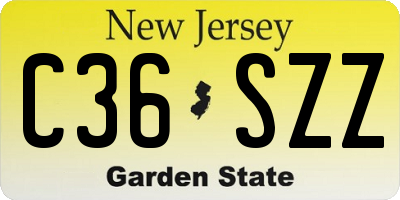 NJ license plate C36SZZ