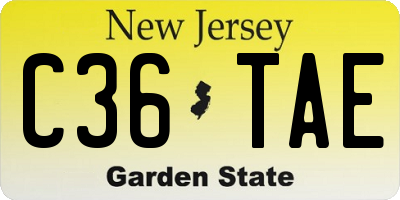 NJ license plate C36TAE