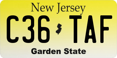 NJ license plate C36TAF
