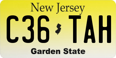 NJ license plate C36TAH