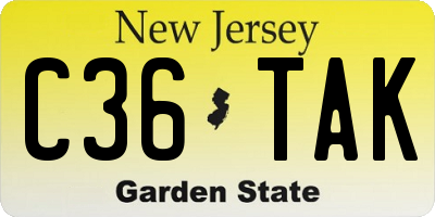 NJ license plate C36TAK