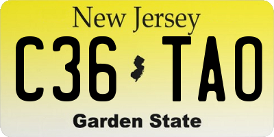NJ license plate C36TAO