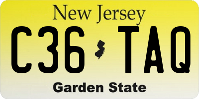 NJ license plate C36TAQ