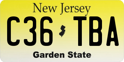 NJ license plate C36TBA