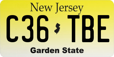 NJ license plate C36TBE