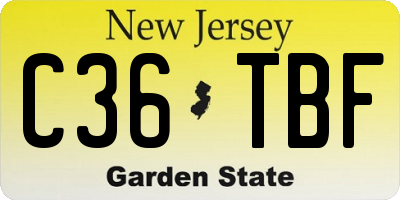 NJ license plate C36TBF