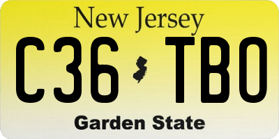 NJ license plate C36TBO