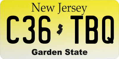 NJ license plate C36TBQ