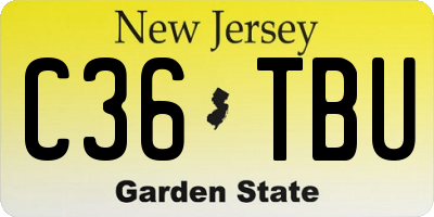 NJ license plate C36TBU