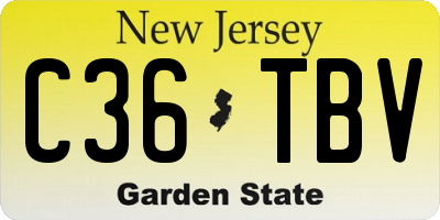 NJ license plate C36TBV