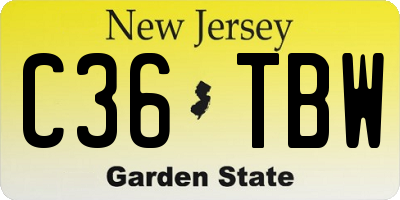 NJ license plate C36TBW