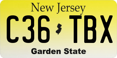 NJ license plate C36TBX