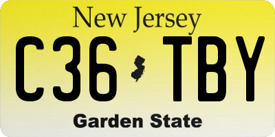 NJ license plate C36TBY