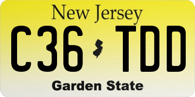 NJ license plate C36TDD