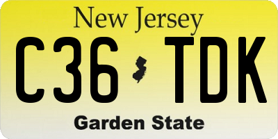 NJ license plate C36TDK