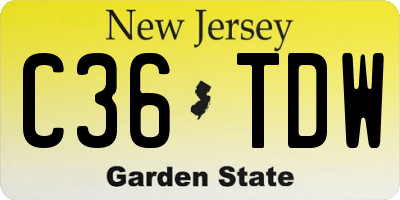 NJ license plate C36TDW