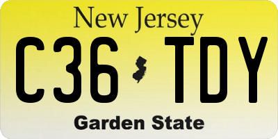 NJ license plate C36TDY